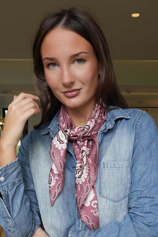 Bandana Triangle Silk Neckerchief Deep Rose